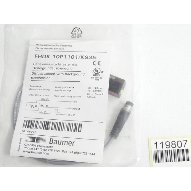 Baumer Reflexions-Lichttaster FHDK 10P1101/KS35 10146073 / Neu OVP