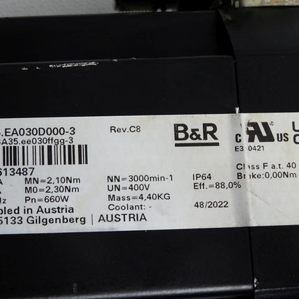 B&R Synchronmotor 8LSA35.EA030D000-3 Rev.C8 3000min-1 660W
