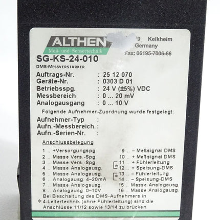 Althen Meß- und Sesnortechnik DMS-Messverstärker SG-KS-24-010