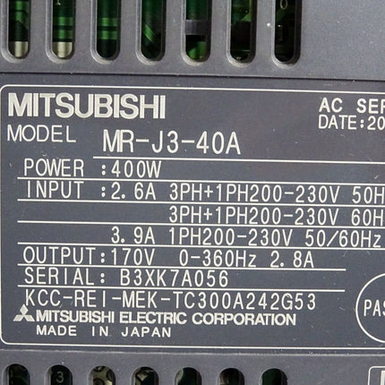 Mitsubishi MR-J3-40A 400W Servo Amplifier - Maranos.de