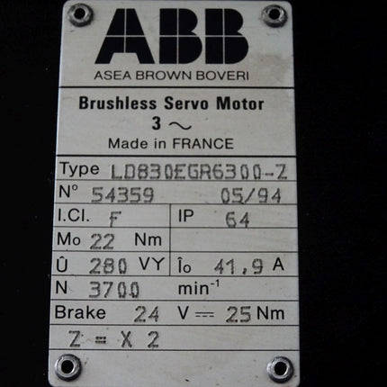 ABB Servomotor LD830EGR6300-Z 3700min-1 - Maranos.de