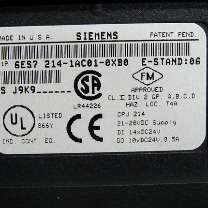 Siemens S7-200 CPU 214 6ES7214-1AC01-0XB0 6ES7 214-1AC01-0XB0