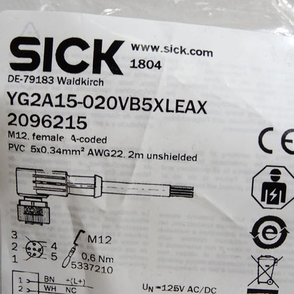 Sick 2096215 YG2A15-020VB5XLEAX Sensor-/Aktor-Leitung/ Neu OVP - Maranos.de