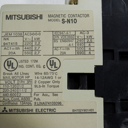 Mitsubishi TH-N12 KP Thermal Overload Relay + Schütz S-N10 - Maranos.de
