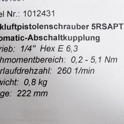 Cooper Cleco Druckluftpistolenschrauber 5RSAPT-2BQ / Neuwertig
