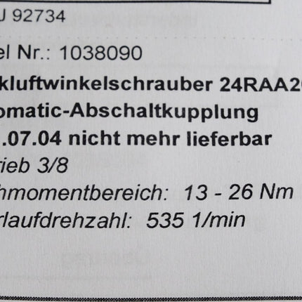 Cooper Cleco Druckluftwinkelschrauber 24RAA26AH3 / Neuwertig - Maranos.de