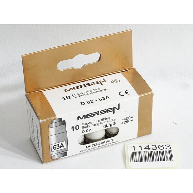 Mersen D02 gL/gG D02GG40V63 63A 250V 400VAC Inhalt:10 Sicherungseinsätze Neu OVP - Maranos.de