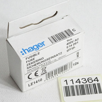 Hager LE1410 gG/gL 4420 D01 10A 400V 250VAC Inhalt:10 Sicherungseinsätze Neu OVP - Maranos.de