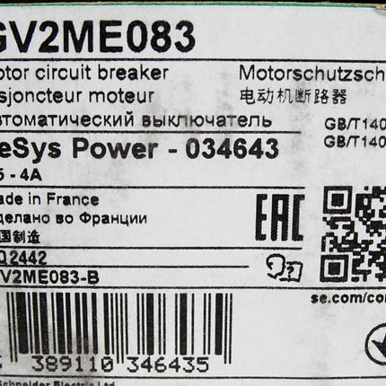 Schneider Electric TeSys Power GV2ME083 Motorschutzschalter 034643 / Neu OVP - Maranos.de