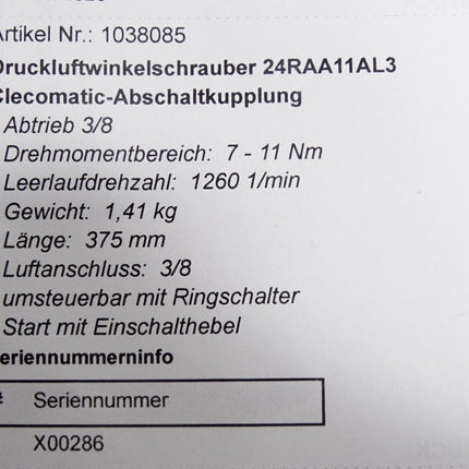 Cooper Cleco Druckluftwinkelschrauber 24RAA11AL3 / Neuwertig - Maranos.de