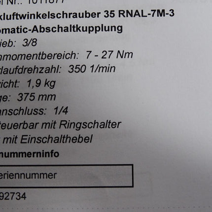 Cooper Cleco Druckluftwinkelschrauber 35RNAL-7M-3