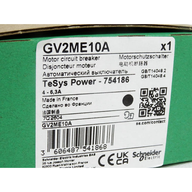 Schneider Electric Motorschutzschalter TeSys Power 754186 GV2ME10A / Neu OVP