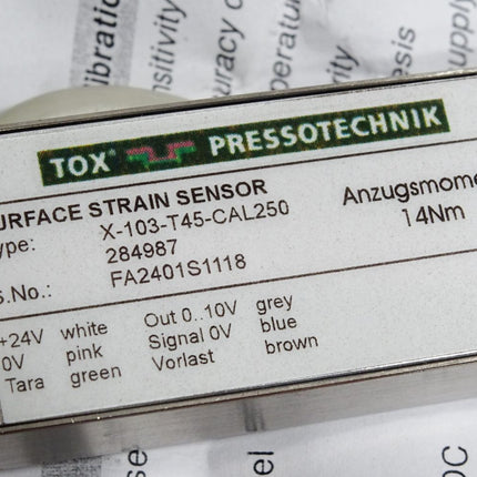 Tox Pressotechnik Surface Strain Sensor X-103-T45-CAL250 284987 / Neu