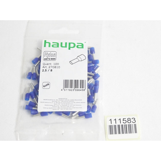 Haupa Aderendhülsen blau 270810 2.5mm2 8mm / Inhalt:100 Stück / Neu OVP - Maranos.de