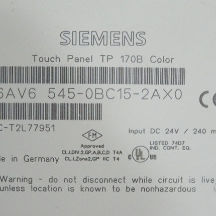 Siemens Touch Panel TP170B Color 6AV6545-0BC15-2AX0 6AV6 545-0BC15-2AX0