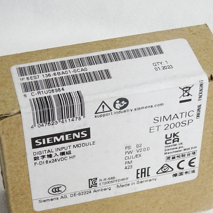 Siemens ET200SP DI 6ES7136-6BA01-0CA0 6ES7 136-6BA01-0CA0 / Neu OVP versiegelt