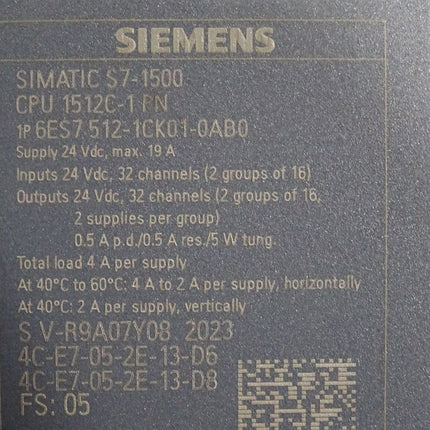 Siemens S7-1500 CPU1512C-1 PN 6ES7512-1CK01-0AB0 6ES7 512-1CK01-0AB0