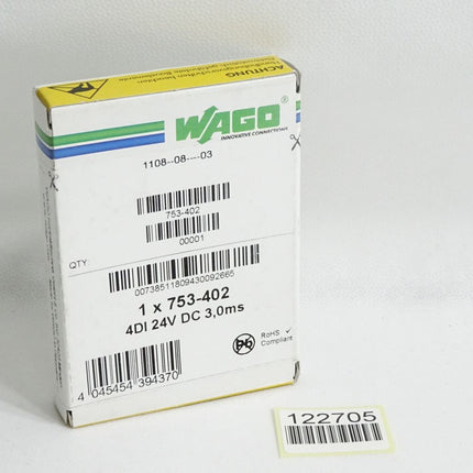 Wago 4-Kanal-Digitaleingang 4DI 753-402 ohne Stecker / Neu OVP versiegelt