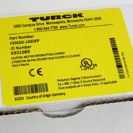 Turck Ethernet I/O Modul 16 Kanäle FEN20-16DXP 6931089 / Neu OVP versiegelt