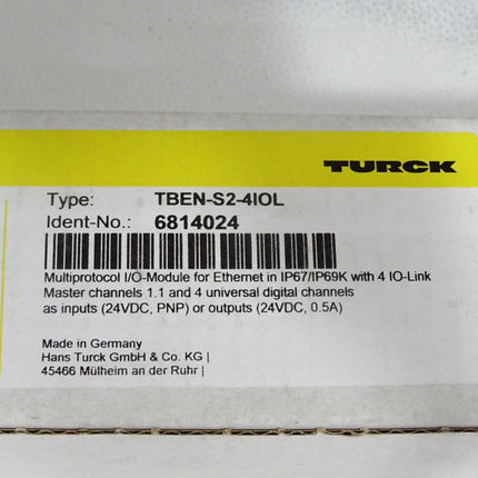Turck I/O-Modul für Ethernet 4 IO-Kanäle TBEN-S2-4IOL 6814024 / Neu OVP
