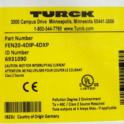 Turck Ethernet I/O Modul FEN20-4DIP-4DXP 6931090 / Neu OVP