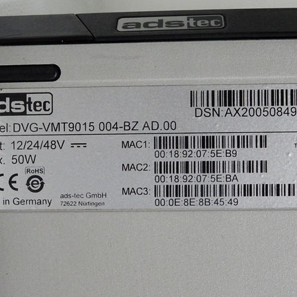 ADS-Tec Fahrzeug- und Staplerterminals DVG-VMT9015 004-BZ AD.00 inkl. Windows 10