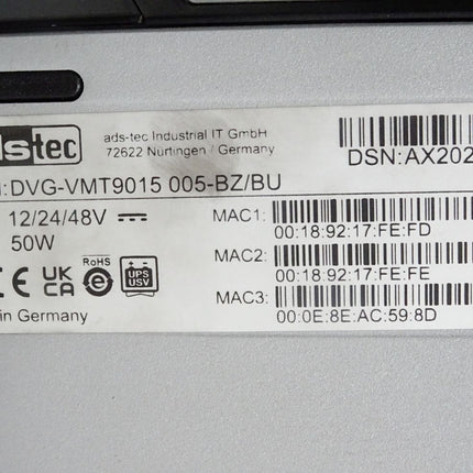 ADS-Tec Industrie- und Fahrzeugterminals DVG-VMT9015 005-BZ/BU inkl. Windows 10
