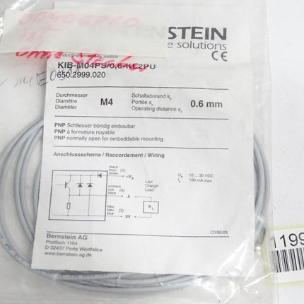 Bernstein Induktiver Sensor 650.2999.020 KIB-M04PS/0,6-KL2PU / Neu OVP - Maranos.de
