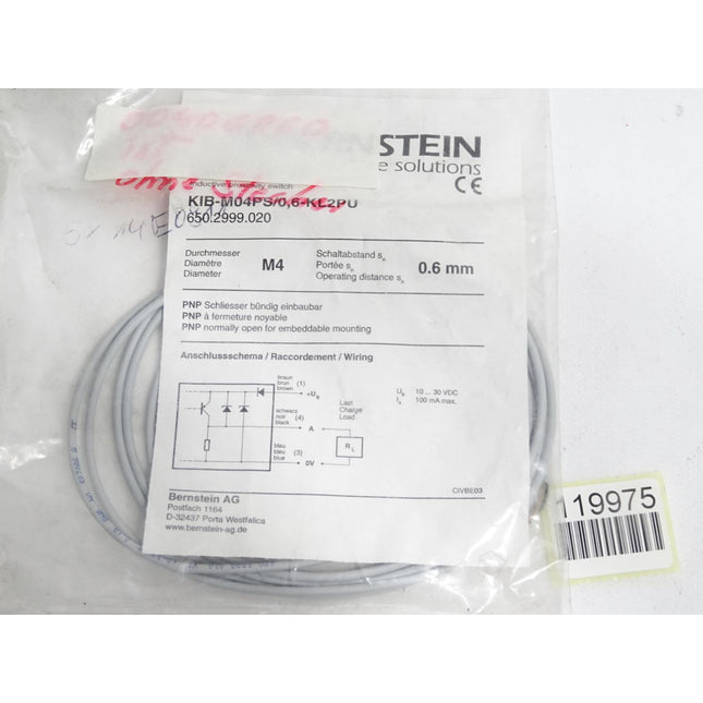 Bernstein Induktiver Sensor 650.2999.020 KIB-M04PS/0,6-KL2PU / Neu OVP - Maranos.de