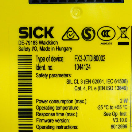 Sick Sicherheits-E/A-Erweiterungsmodul FX3-XTDI80002 1044124 / Neu OVP