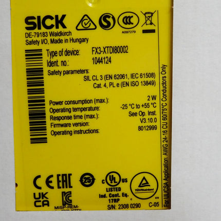 Sick Sicherheits-E/A-Erweiterungsmodul FX3-XTDI80002 1044124 /Neu OVP versiegelt
