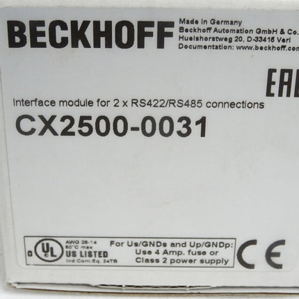 Beckhoff Systemmodul Schnittstelle Erweiterung Embedded-PCs CX2500-0031 /Neu OVP