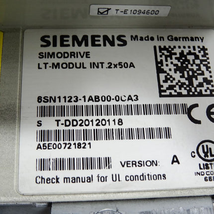 Siemens Simodrive LT-Modul INT. 2x50A 6SN1123-1AB00-0CA3 Version A