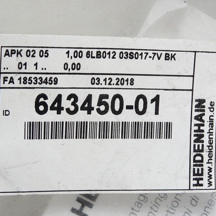 Heidenhain Anschlußkabel 643450-01 / Neu OVP - Maranos.de