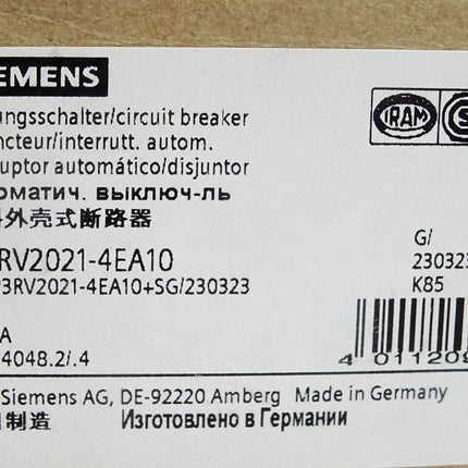 Siemens Leistungsschalter für den Motorschutz 3RV2021-4EA10 / Neu OVP