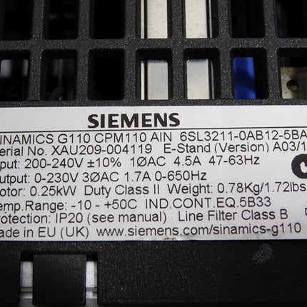 Siemens Sinamics G110 CPM110 6SL3211-0AB12-5BA1 - Maranos.de