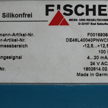 Fischer Differenzdruckschalter DE46L40040PNWCMW -12.5..+12.5Pa / Neuwertig - Maranos.de