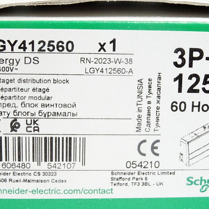 Schneider Klemmenblock LGY412560 125A 4P 4x15 Schraubanschlüsse / Neu OVP