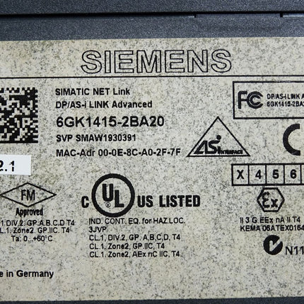 Siemens 6GK1415-2BA20 Gateway PROFIBUS DP/AS-Interface - Maranos.de