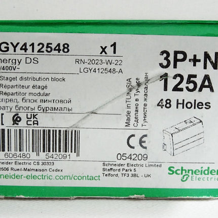 Schneider Klemmenblock LGY412548 125A 4P 4x12 Schraubanschlüsse / Neu OVP
