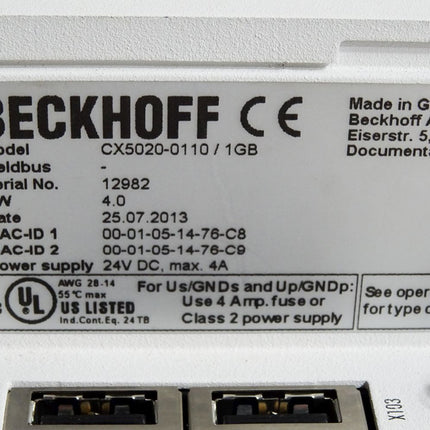 Beckhoff Embedded-PC CX5020-0110 / 1GB Windows Embedded CE 6.0 / kein TwinCAT - Maranos.de