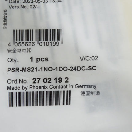 Phoenix Sicherheitsrelais PSR-MS21-1NO-1DO-24DC-SC 2702192 / Neu OVP versiegelt