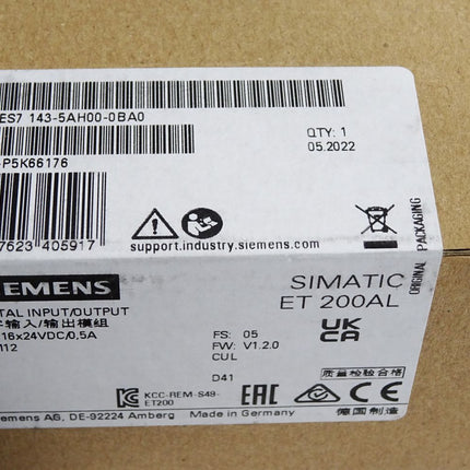 Siemens ET200AL DI/O 6ES7143-5AH00-0BA0 6ES7 143-5AH00-0BA0 / Neu OVP versiegelt