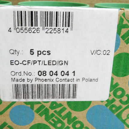 Phoenix Contact Steckdose EO-CF/PT/LED/GN 0804041/ Inhalt:5 Stück/ Neu OVP