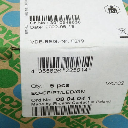 Phoenix Steckdose EO-CF/PT/LED/GN 0804041/ Inhalt:5 Stück/ Neu OVP versiegelt