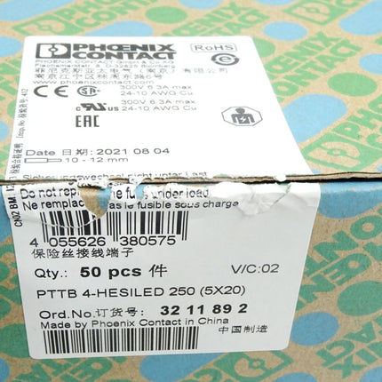 Phoenix Sicherungsreihenklemme PTTB4-HESILED250 3211892/Inhalt:50 Stück/ Neu OVP