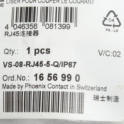 Phoenix Contact Steckverbinder VS-08-RJ45-5-Q/IP67 1656990 / Neu OVP