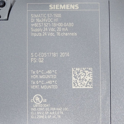Siemens S7-1500 DI 6ES7521-1BH00-0AB0 6ES7 521-1BH00-0AB0