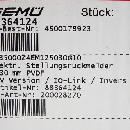 Gemü 88364124 1235000Z4EM125030G10 Elektrischer Stellungsrückmelder / Neu OVP - Maranos.de