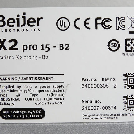 Beijer Electronics Operator Panel X2 pro 15 - B2 640000305 15'' HMI - Maranos.de